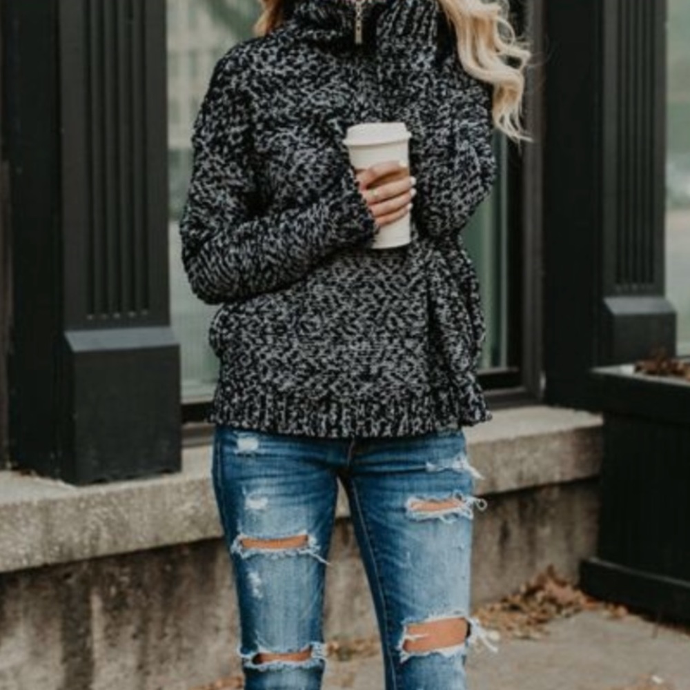 CLEARANCE ‼️TINA BLACK GREY turtle neck - sweater - Picture 2 of 5